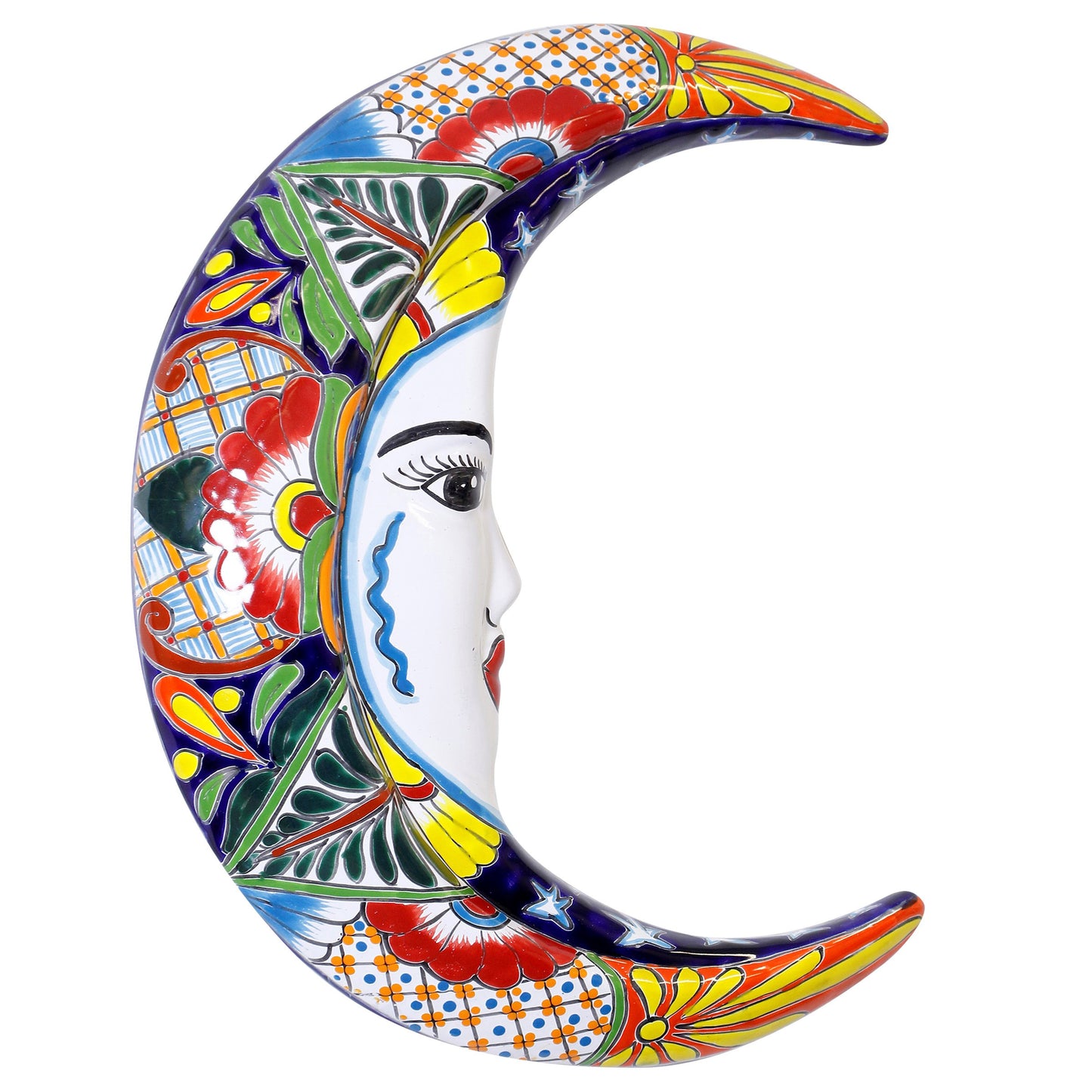 Talavera Style La Luna Ceramic Wall Art