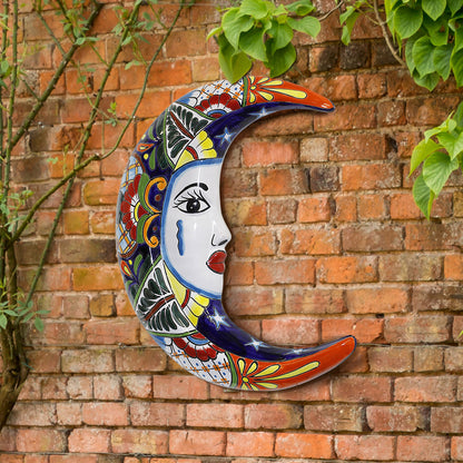 Talavera Style La Luna Ceramic Wall Art