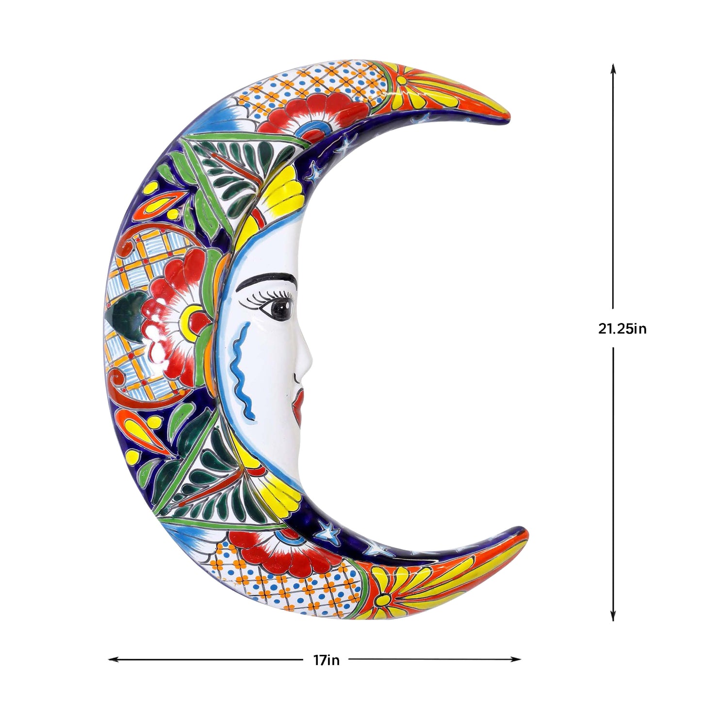 Talavera Style La Luna Ceramic Wall Art