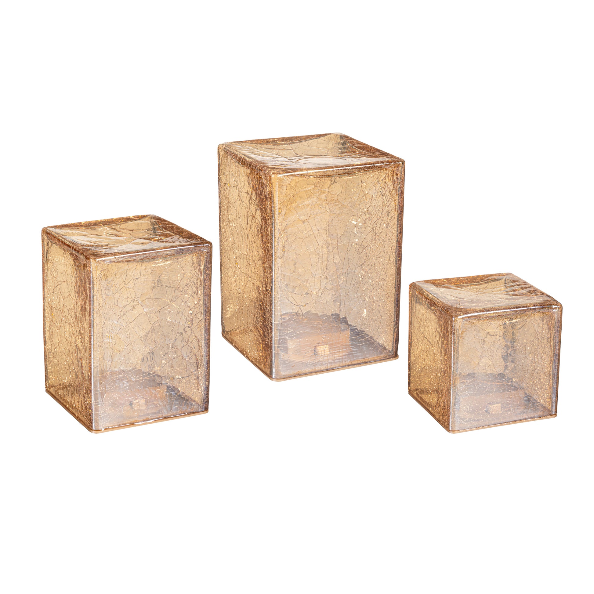Evergreen LED Glass Cubes and Spheres Towers, Set of 3