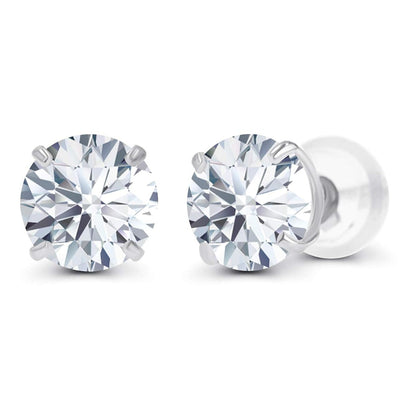 2CTW Created Moissanite Stud Earrings (G-VS) in Choice of 14K White Gold or Yellow Gold